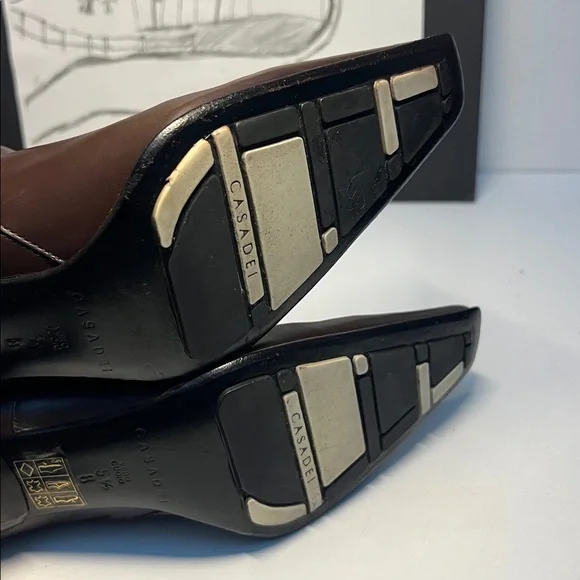 Casadei Brown Leather Knee- High Boots Women's Size:US  5.5 B - Picture 15 of 16